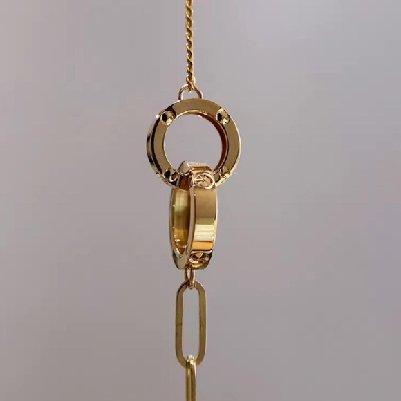 🌟Luxurious  AU750 Pure 18K Solid Gold Paperclip Chain Bracelet with Double Charm - Picture 6 of 9